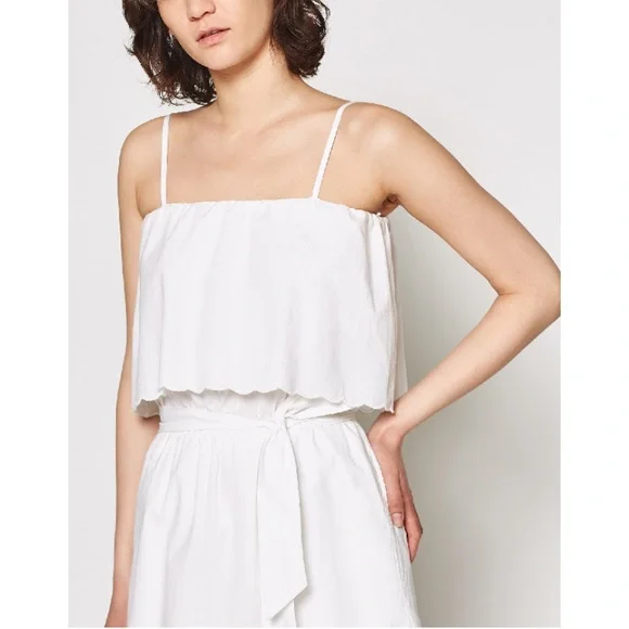 NWT Joie Rindinya Ruffled Scalloped Midi Dress White S - Picture 3 of 10